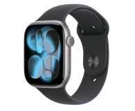 Smartwatch APPLE Watch Series 11 GPS + Cellular 42mm Aluminiowa koperta (gwiezdna szarość)/ Sportowy pasek (czarny) - rozmiar M/L
